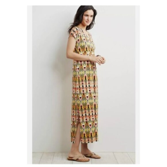 J.Jill Womens maxii Dress size medium petite Geometric Print V-Neck Short Sleeve - Picture 7 of 7